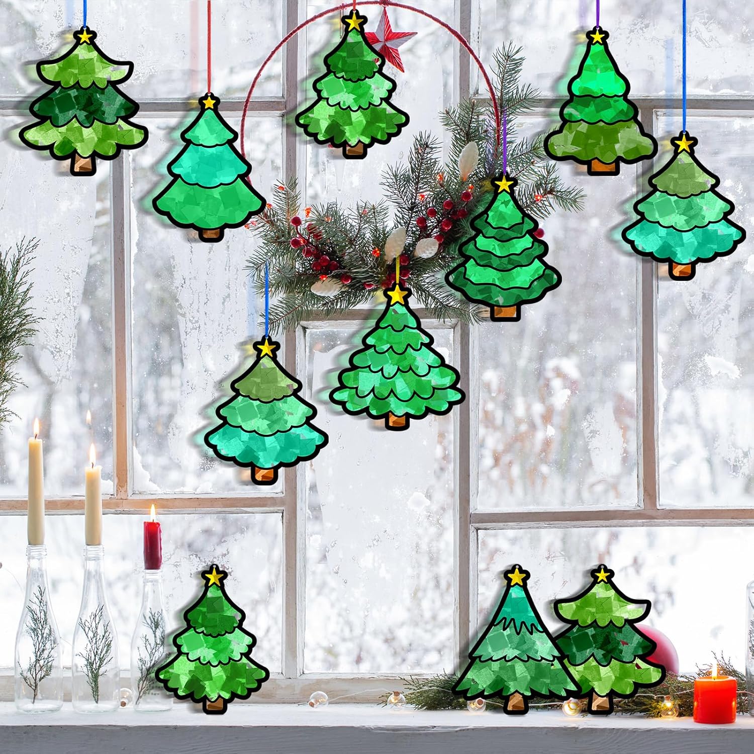 クリスマスツリー | CATALOG | ペーパーナノ® | ブランド一覧 | カワダ公式オリジナルブランドサイト Eersida クリスマスツリーサンキャッチャーペーパークラフト32個セット DIYクリスマスツリー型ティッシュペーパーステンドグラ