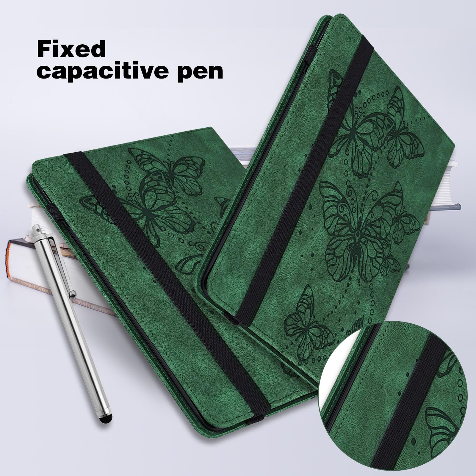 Kompatybilny z etui Fire Max 11 "wydanym 2023 Slim składany stojak Folio na tablet, regulowany pasek mocujący gniazdo kart odporny wstrząsy pokrowiec Tablet(Ye?il)