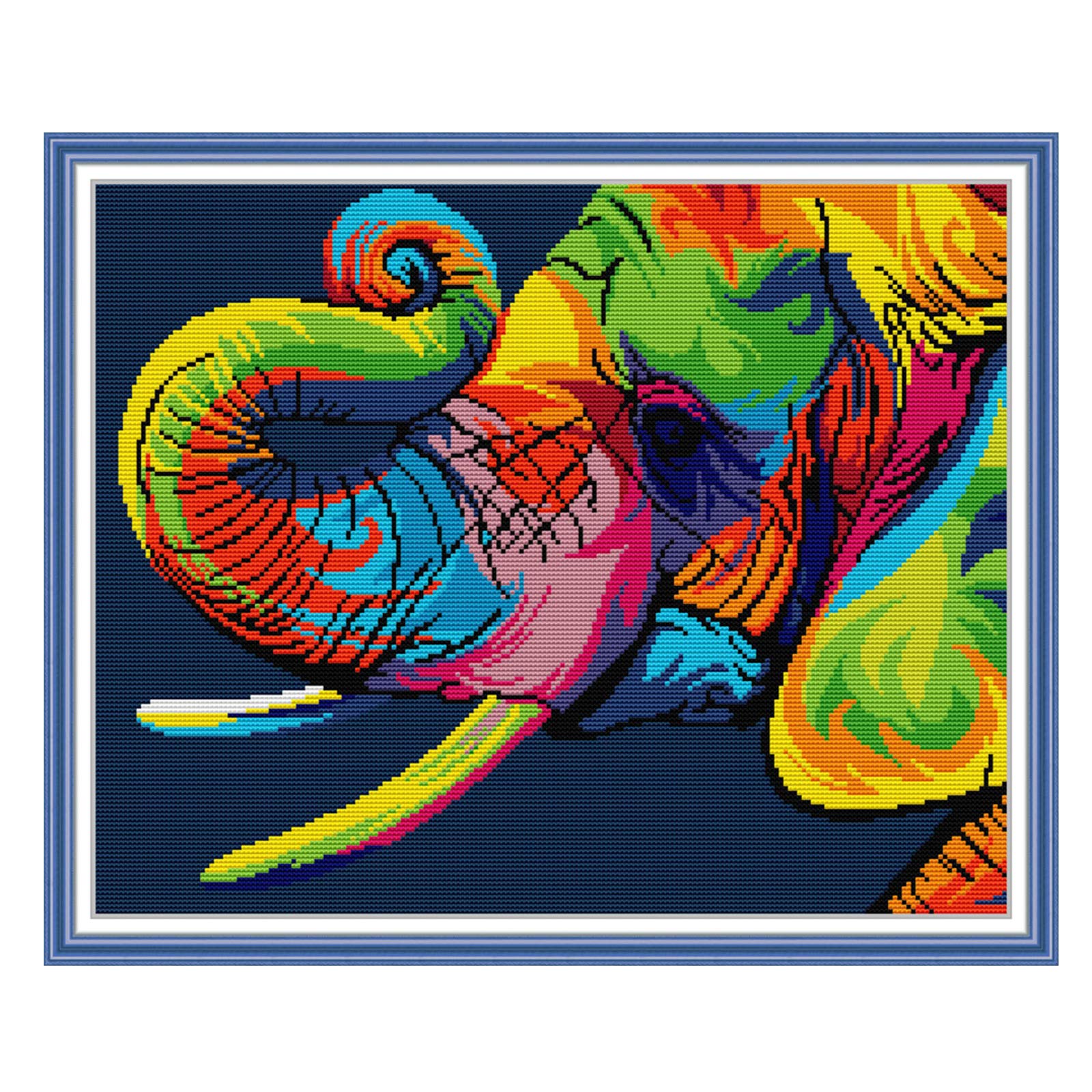 Cross Stitch Kits Stamped Full Range of Embroidery Starter Kits for Beginners DIY 14CT Easy Patterns Embroidery for Girls Crafts-Rainbow elephant 17.3x14 (inch)