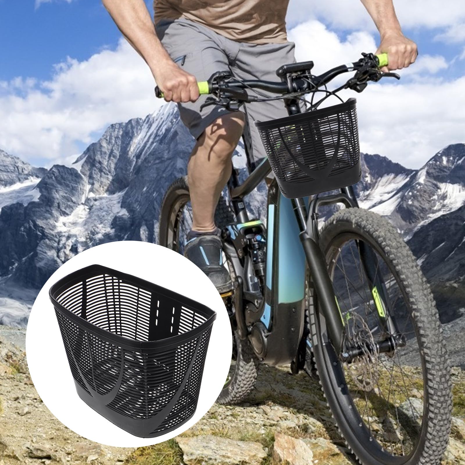 Cestino per Monopattino Elettrico e Bicicletta da Città in Plastica Resistente, Cestino Anteriore Spazioso da Manubrio, Facile da Installare per Pendolarismo Urbano e Mobilità