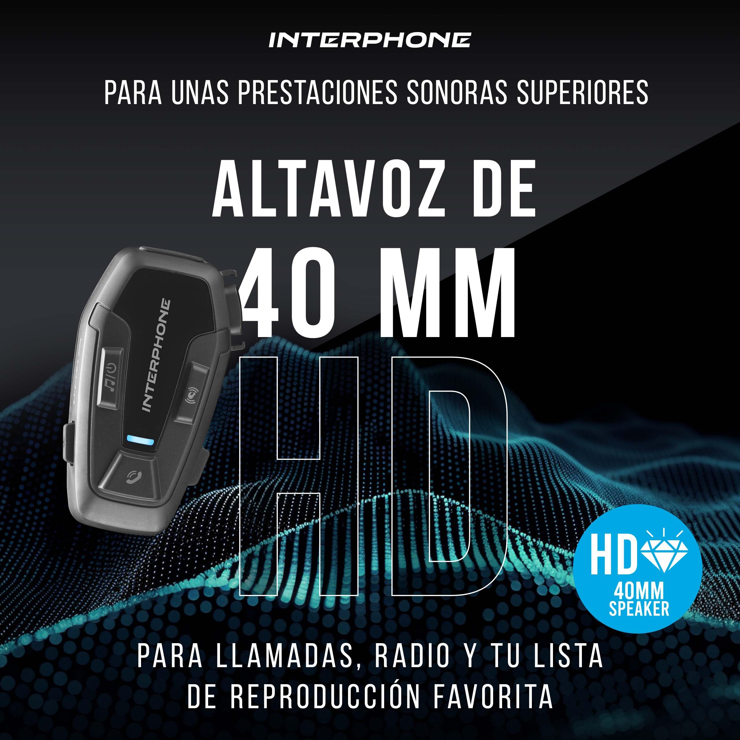 INTERPHONE U-COM 7R Intercomunicador casco moto individual con Bluetooth 5.1, para hasta 4 usuarios a 1 km, intercomunicador compatible con TFT y GPS, accesorios moto extraíbles, 15 h de batería, IP67