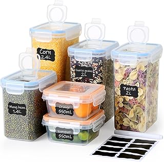 Lot De 6 Boîtes Conservation Alimentaire, Récipients Hermétiques Sans BPA, Grands Et Petits Contenants Plastiques Pour Pâtes, Riz, Céréales, Café Et Épices, Boite Hermetique Alimentaire Cuisine
