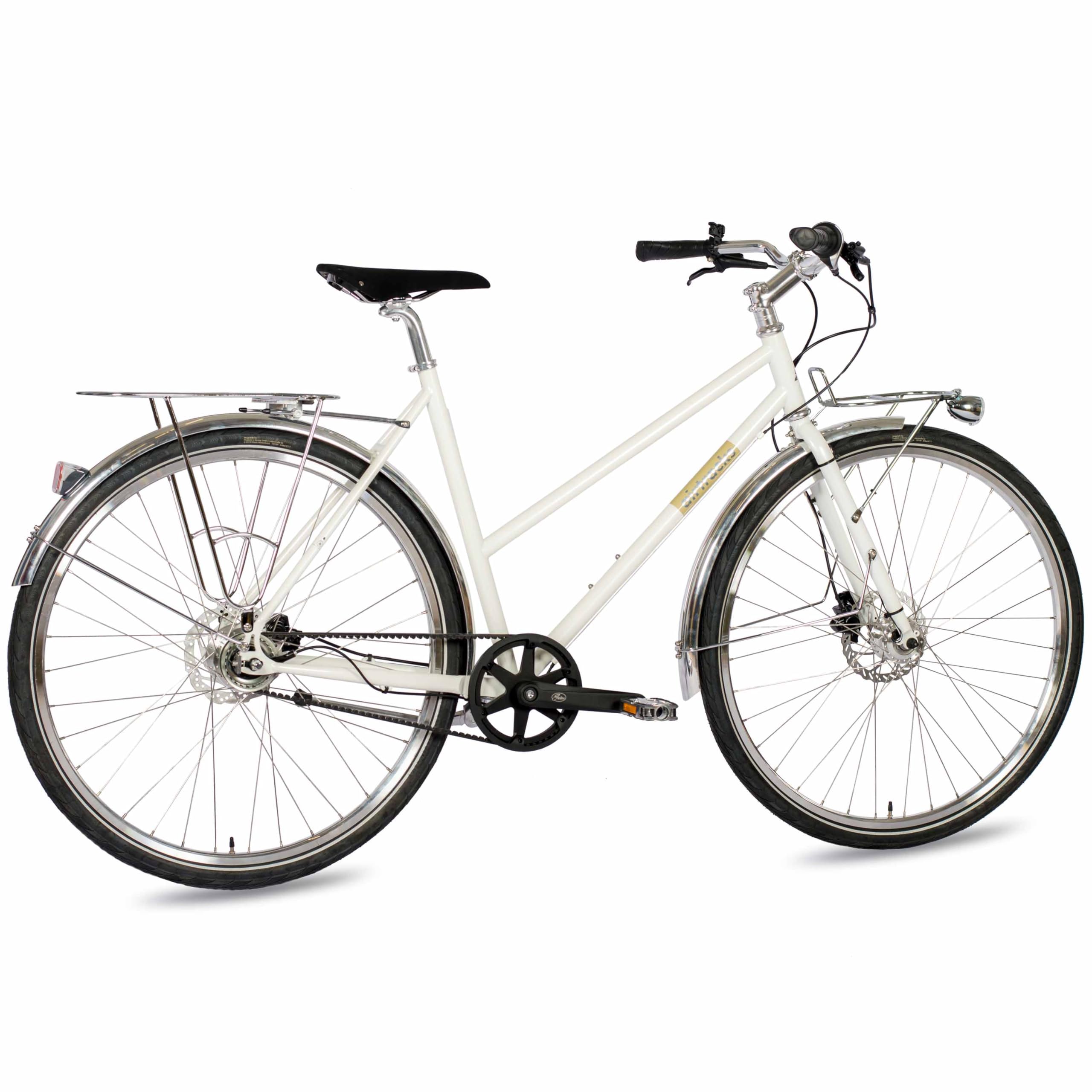 Airtracks 28 Zoll Damen Urban Bike City Fahrrad Street CrMo Gates Carbon Drive Belt Shimano 7 x Gang Nexus Weiß - Rahmenhöhen 50cm, 53cm - Modelljahr 2026