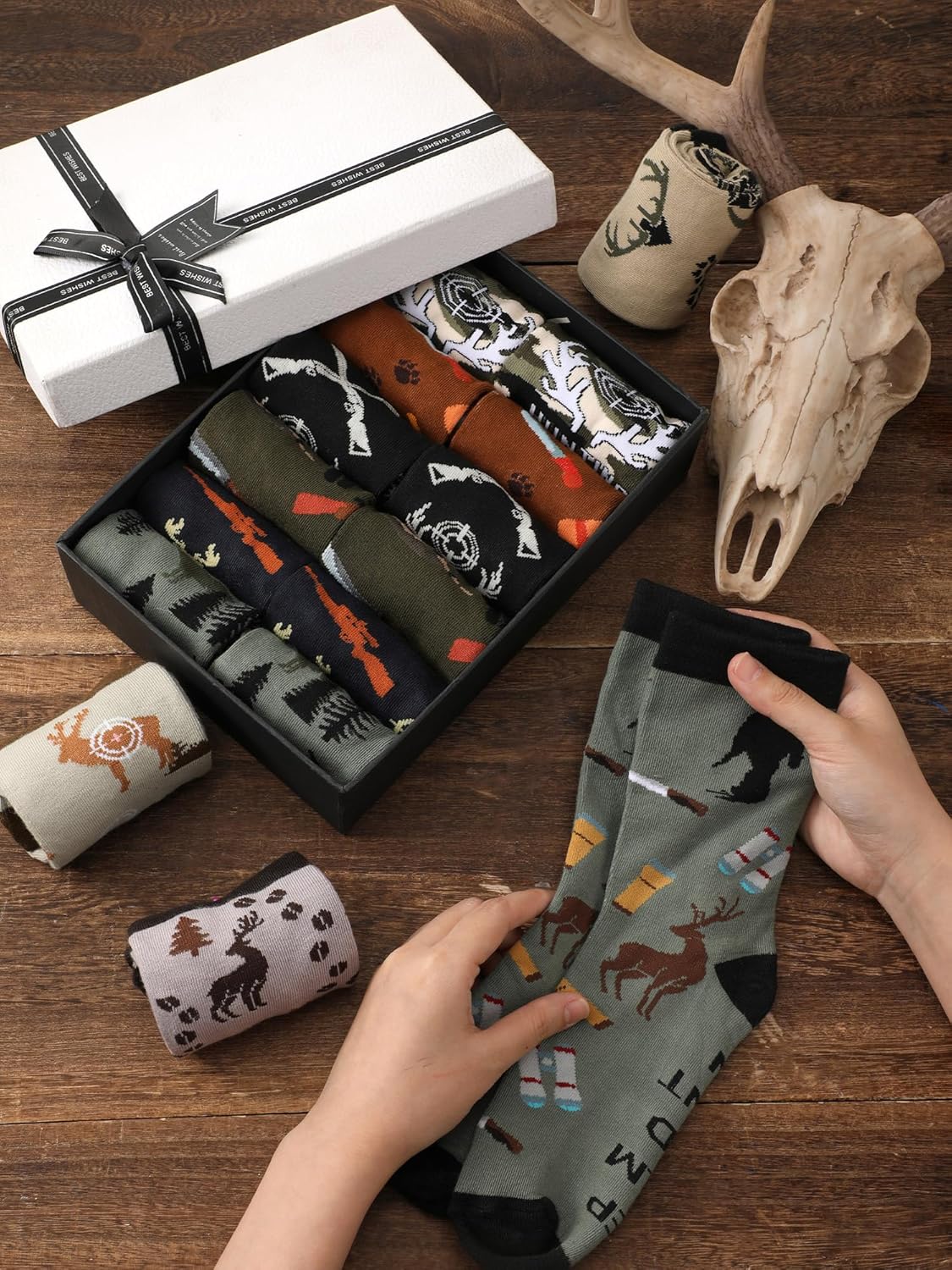 Eurzom 10 Pairs Funny Hunting Socks Gift for Men Novelty Hunting Crew Dress Socks Birthday Father's Day Gift for Hunters Boyfriend Dad Men - Image 2
