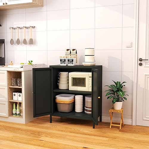 Miniatura 5 de Armario de piso de baño, armario de almacenamiento con estante ajustable, organizador independiente moderno, aparador de buffet de granja, armarios