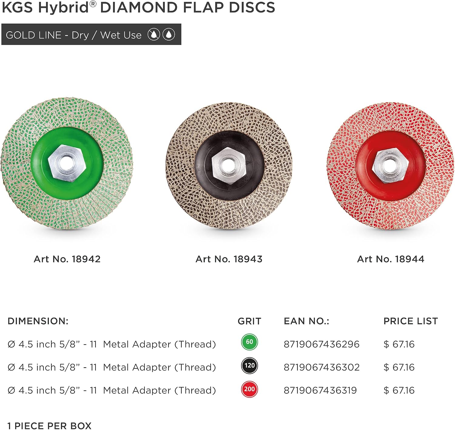 KGS Hybrid Diamond Flap Disc 4.5 inch 5/8 inch-11 Metal Adapter (Grit 120 (Black))
