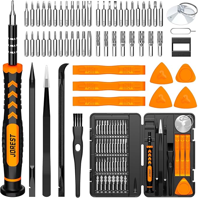 JOREST 59Pcs Kit Tournevis de Précision, Set Outils avec Torx T5, T6 T7 T8 T9 T10 T15, Etoile P2/P5/P6, Triwing Y000, etc, pour Macbook, iphone, PC, Laptop, Switch, PS4, PS5, Lunettes, Montre