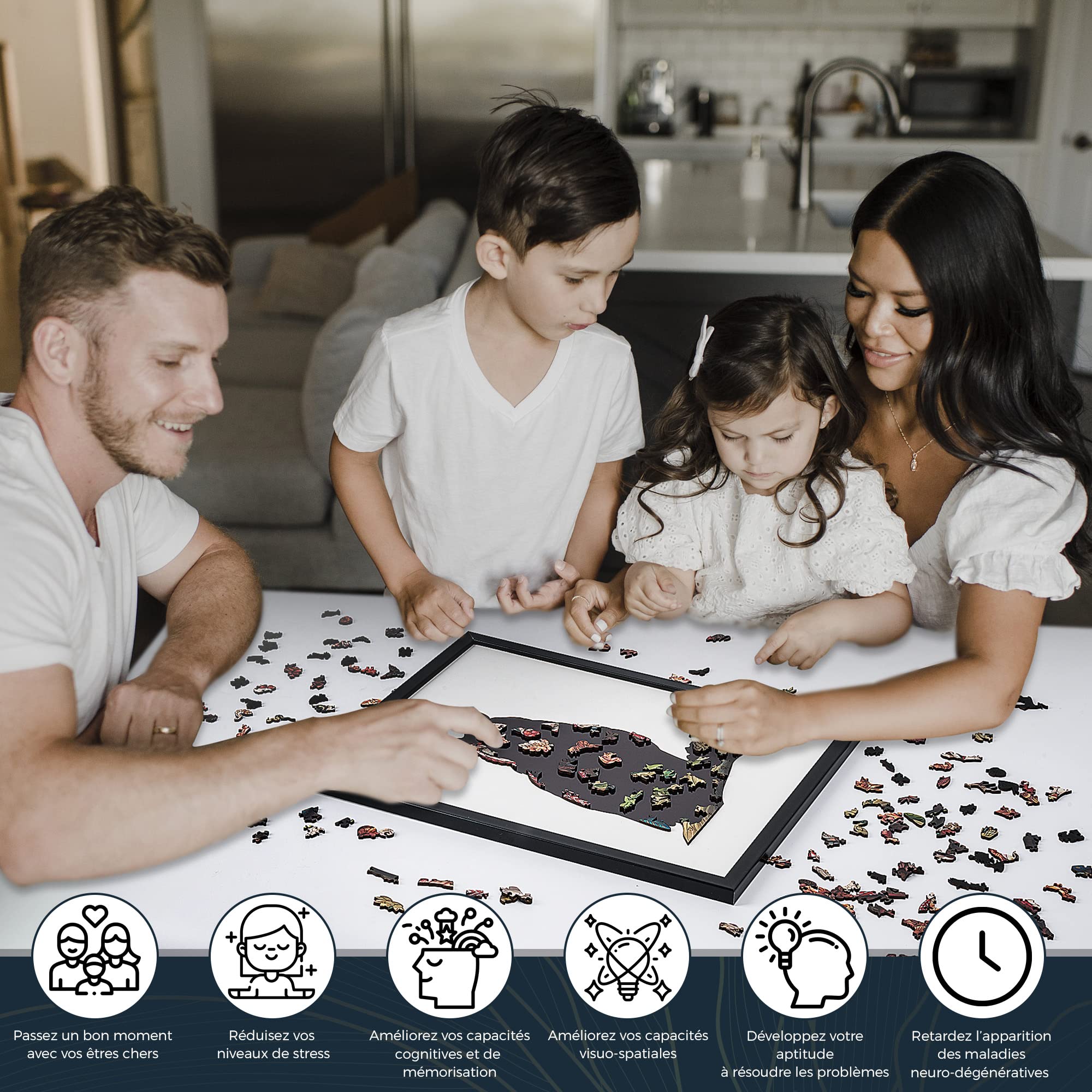 Puzzle Magnétique en Bois pour Adultes avec Cadre Aimanté | Puzzle Animaux en Bois | Puzzle Original Adulte | Tableau Decoration Murale Salon | Idée Cadeau Noel Anniversaire | Hibou Chouette