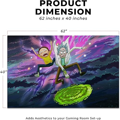 Miniatura 2 de DreamController Ricky Morty - Alfombras personalizadas para habitación de jugadores (62 x 40 pulgadas), alfombras de sala de juegos inspiradas en