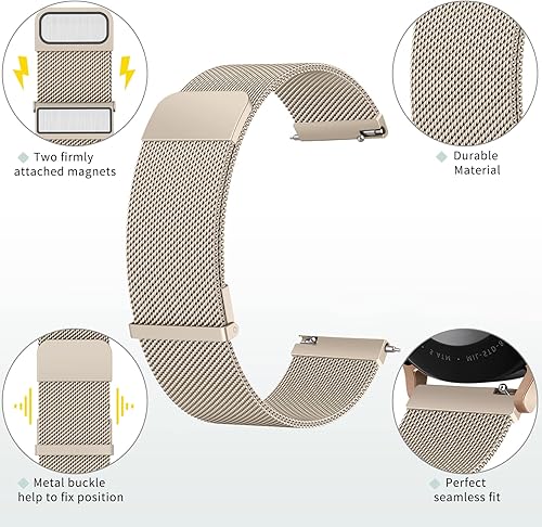 Miniatura 2 de Meliya Correas de reloj de metal, correa de reloj de liberación rápida de 0.787 pulgadas y 0.866 pulgadas, correa de repuesto de malla de acero