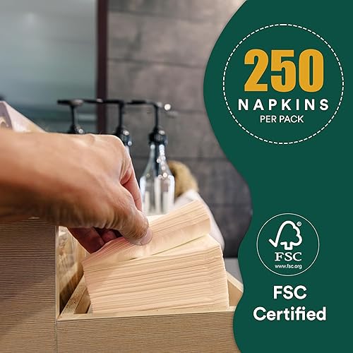 Miniatura 5 de ECO SOUL Servilletas de papel 100% bambú de 3 capas de alta calidad, 2000 unidades, 8 paquetes de 250, servilletas de papel desechables ecológicas,