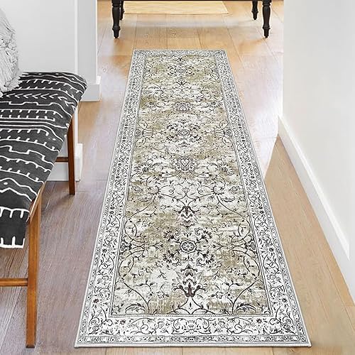 Miniatura 2 de KILOCOCO Moroccan Runner Rug 2x6 Washable Hallway Runner Rug, Vintage Floral Rug Kitchen Runner Rug 6 Feet Non-Slip Runners Distressed Boho Rug