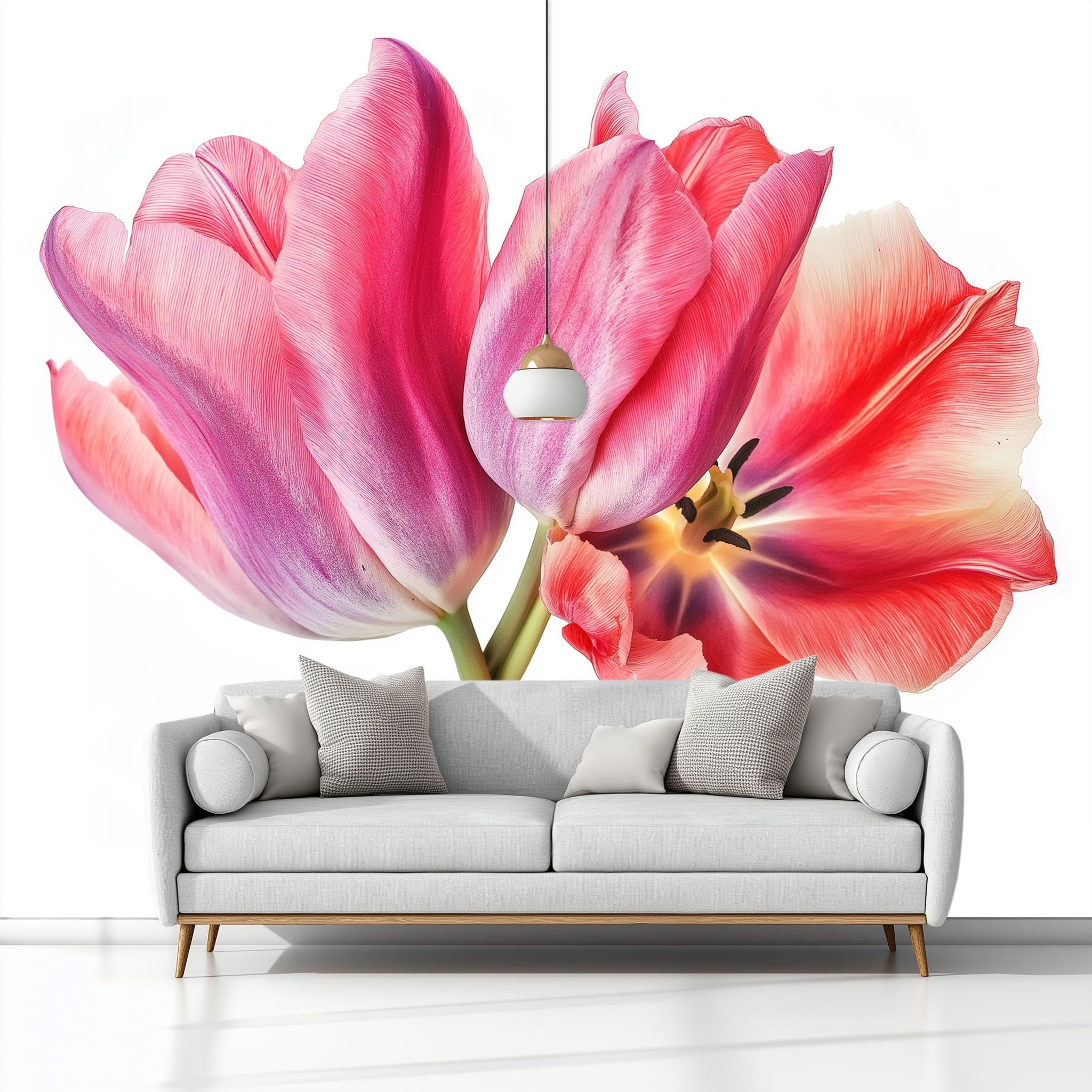 350 x 256 cm, fototapeta z włókniny, skromna na wymiar, w kształcie tulipana, elegancka, biała, fotorealistyczny, druk HD, tapeta na fizelinie, tapeta z motywem, dekoracja ścienna, dekoracja ścienna