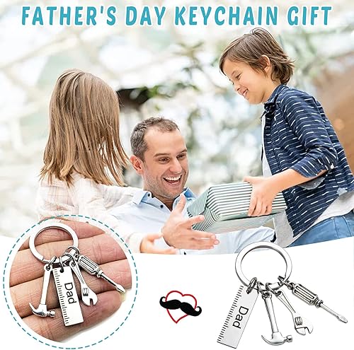 Miniatura 4 de Llavero con martillo de regla, destornillador para regalos del padre, llavero para el día de papá, cambiador para monedero