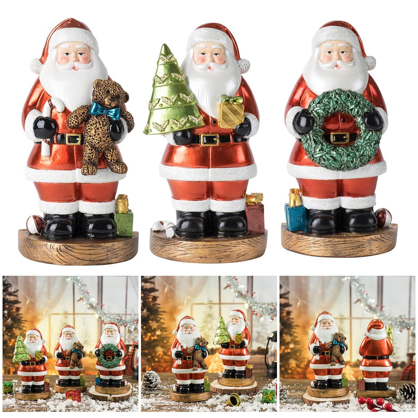 Amazon.co.jp: サンタホールディングツリーリースベア人形レジン