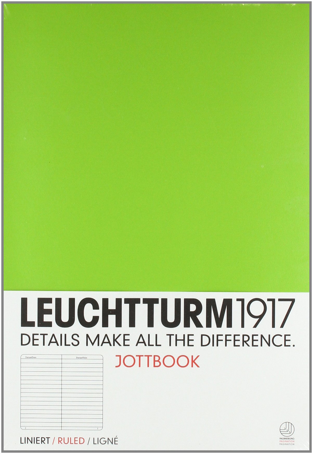 Leuchtturm1917 Jottbook Not Defteri (A4), Çizgili, Lime Yeşili