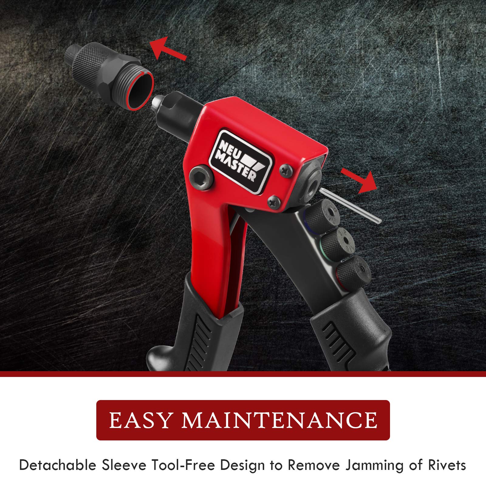 NEU MASTER Rivet Gun with 200Pcs Rivets, Manual Rivet Gun Kit with 4