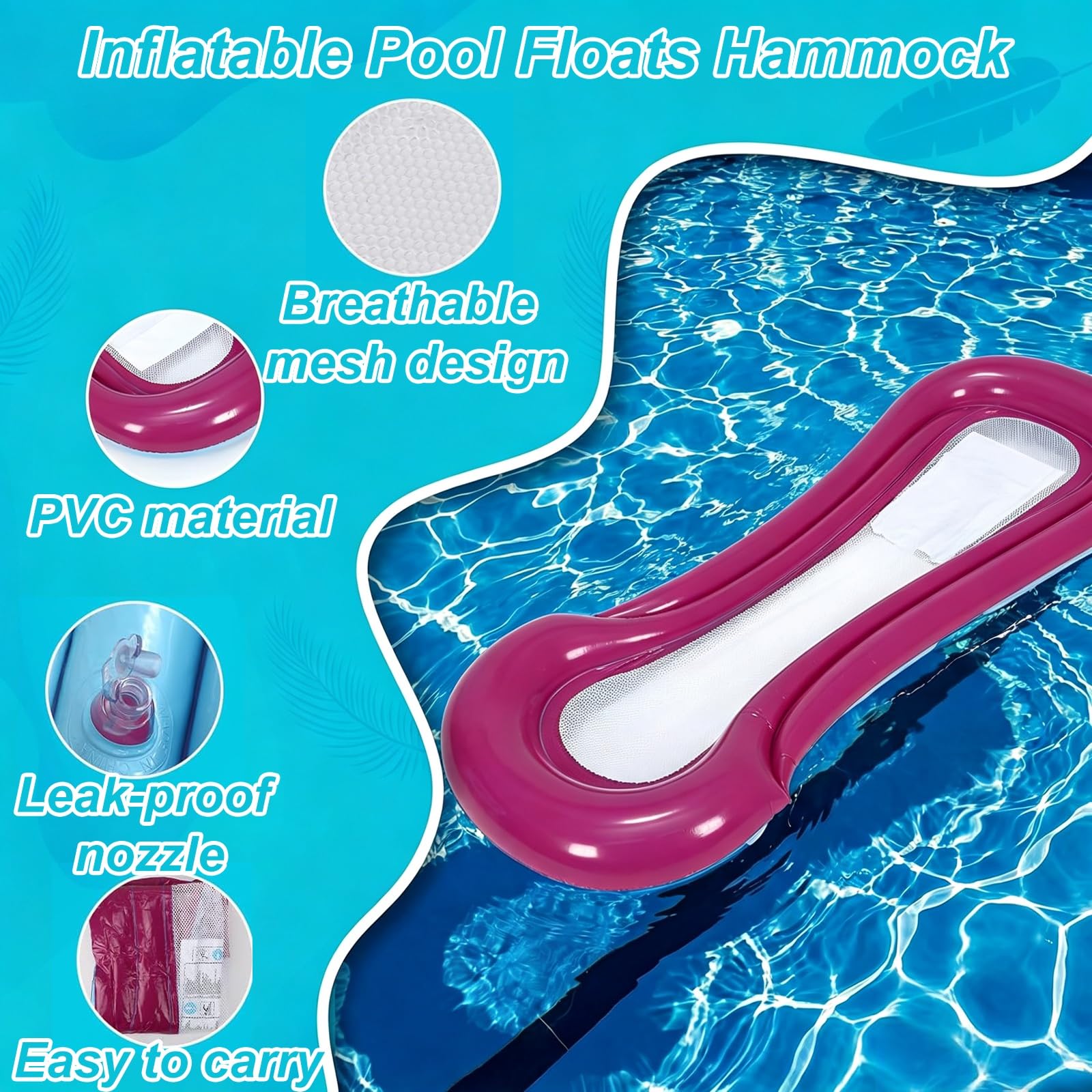 Hamaca Piscina Flotante, Pool Float | Diseño de Malla Transpirable, Fácil de Transportar, para la Playa y el Río
