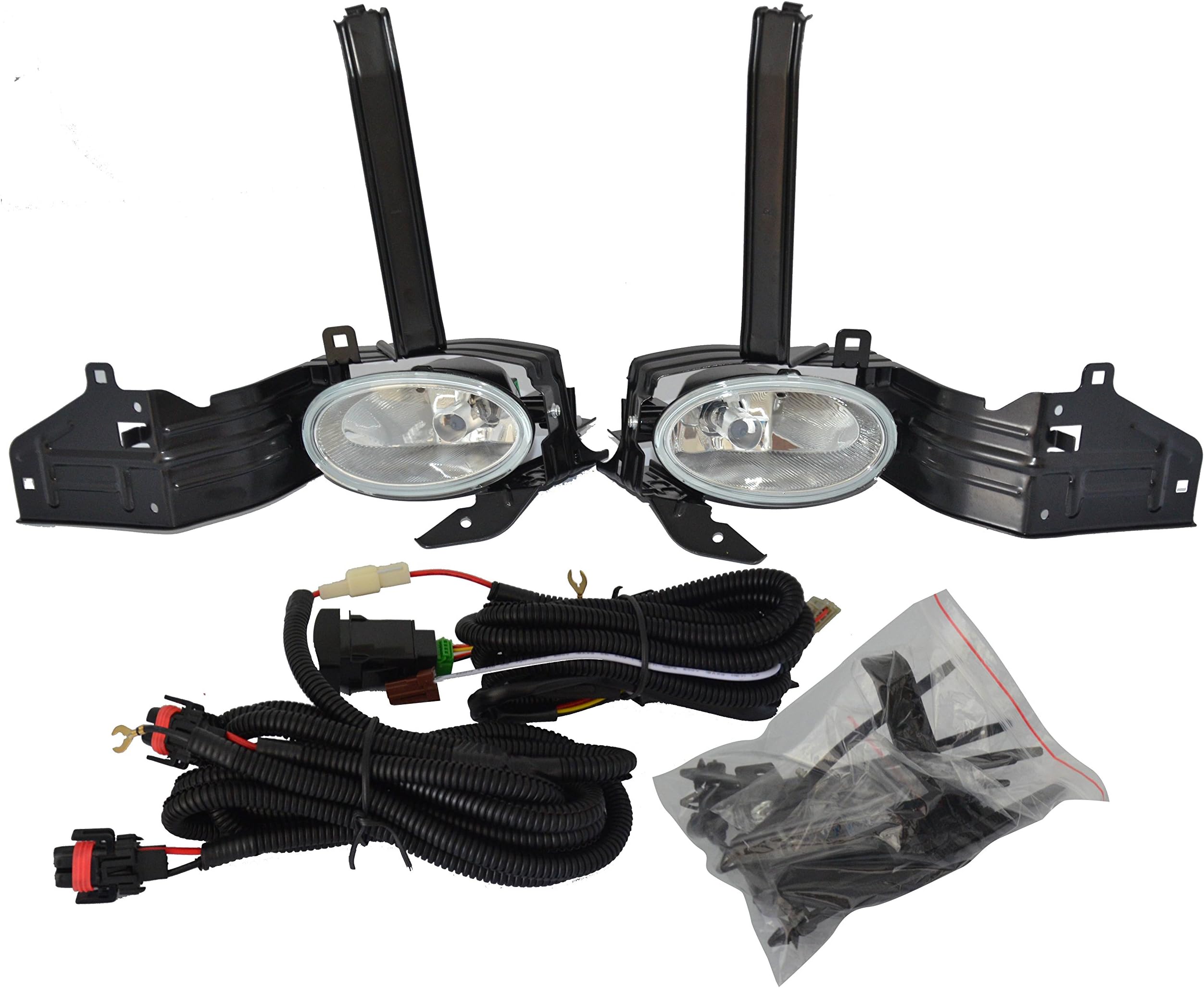 DLAA HD286A Fog Light (Aluminum Black Housing Glass Clear Lens Fog Lamps for U.S. Type Honda 08-11 Accord 4Drs/2Drs /Inspire 2Drs)