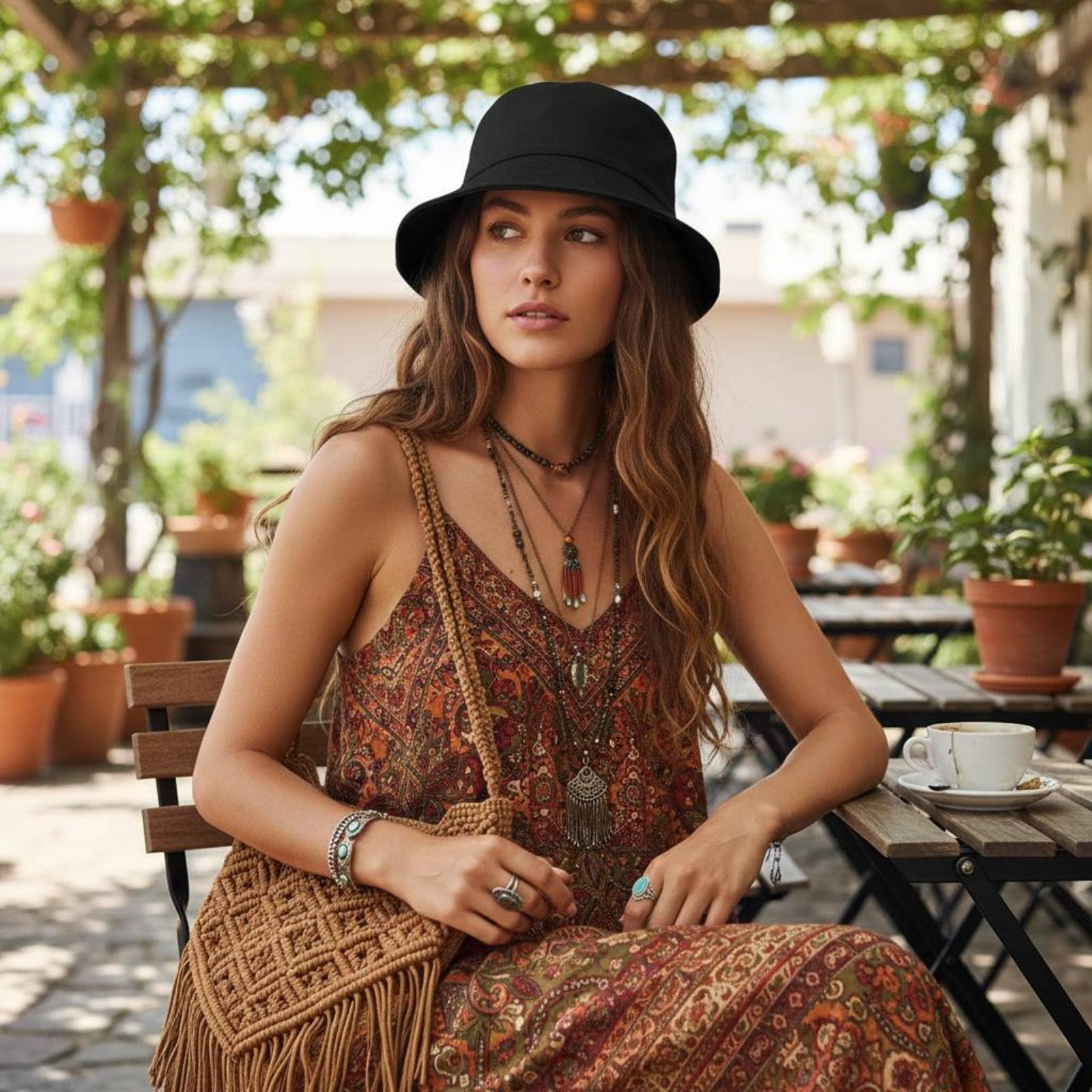 MYADDICTION Black Sun Hat Hat Summer Wear Wide Brim Sun Hat  display picture 1
