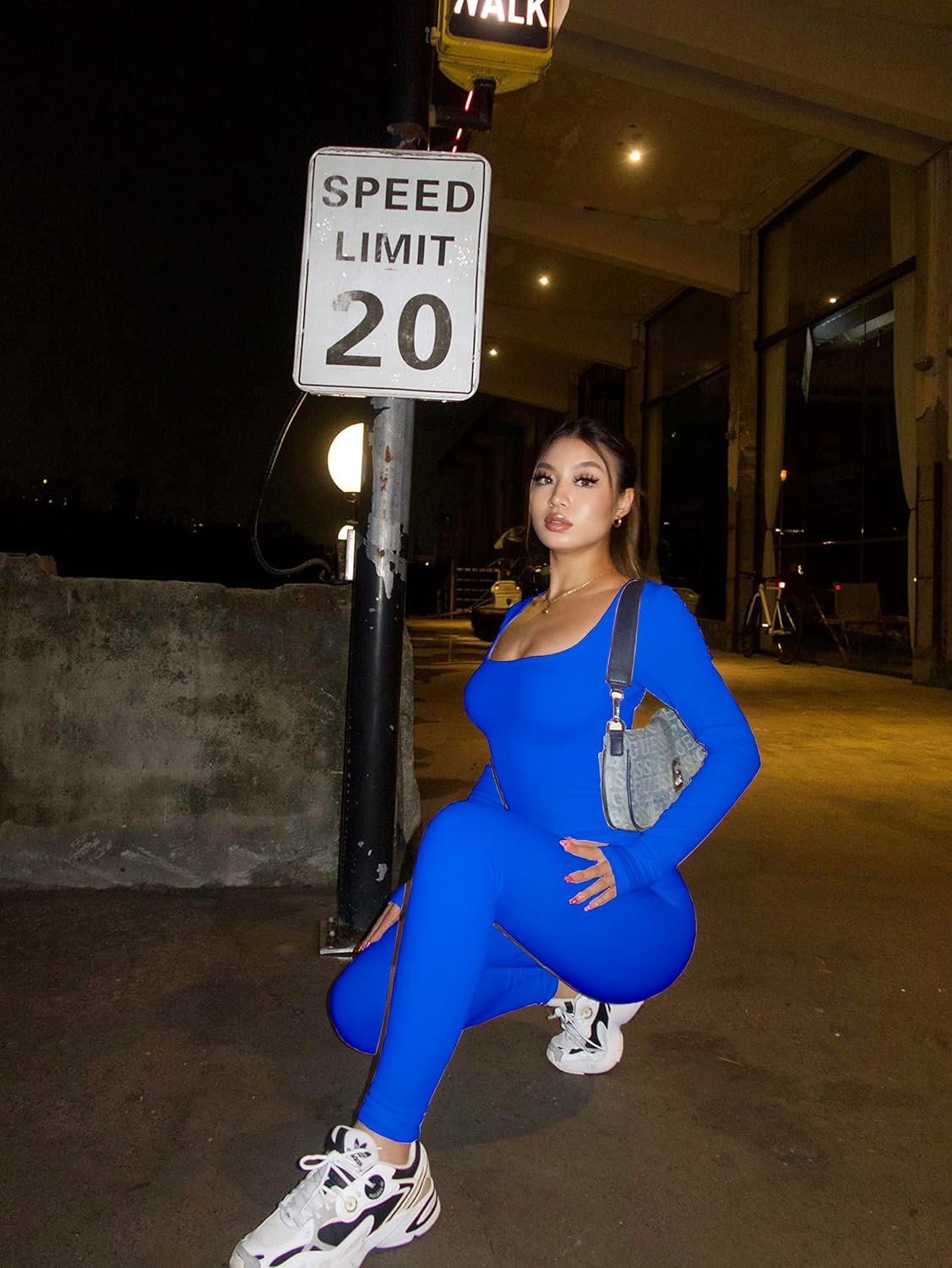 Women Workout Seamless Jumpsuit Yoga Ribbed One Piece Long Sleeve Leggings Romper - Image 3