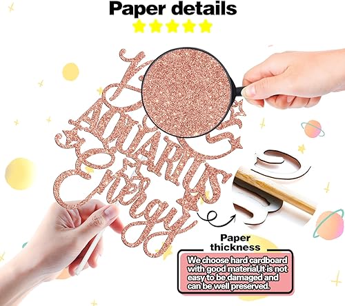 Miniatura 6 de Big Aquarius Energy Cake Topper, feliz cumpleaños Acuario en enerofebrero, temporada de acuario, 12 constelaciones del zodiaco, suministros de