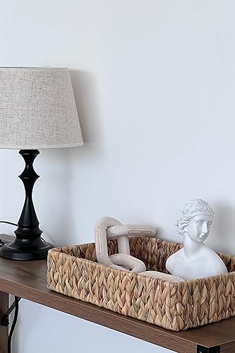 Miniatura 3 de StorageWorks Bandeja grande de jacinto de agua para baño, cesta de almacenamiento de mimbre para estantes, cestas de jacinto natural tejidas a mano