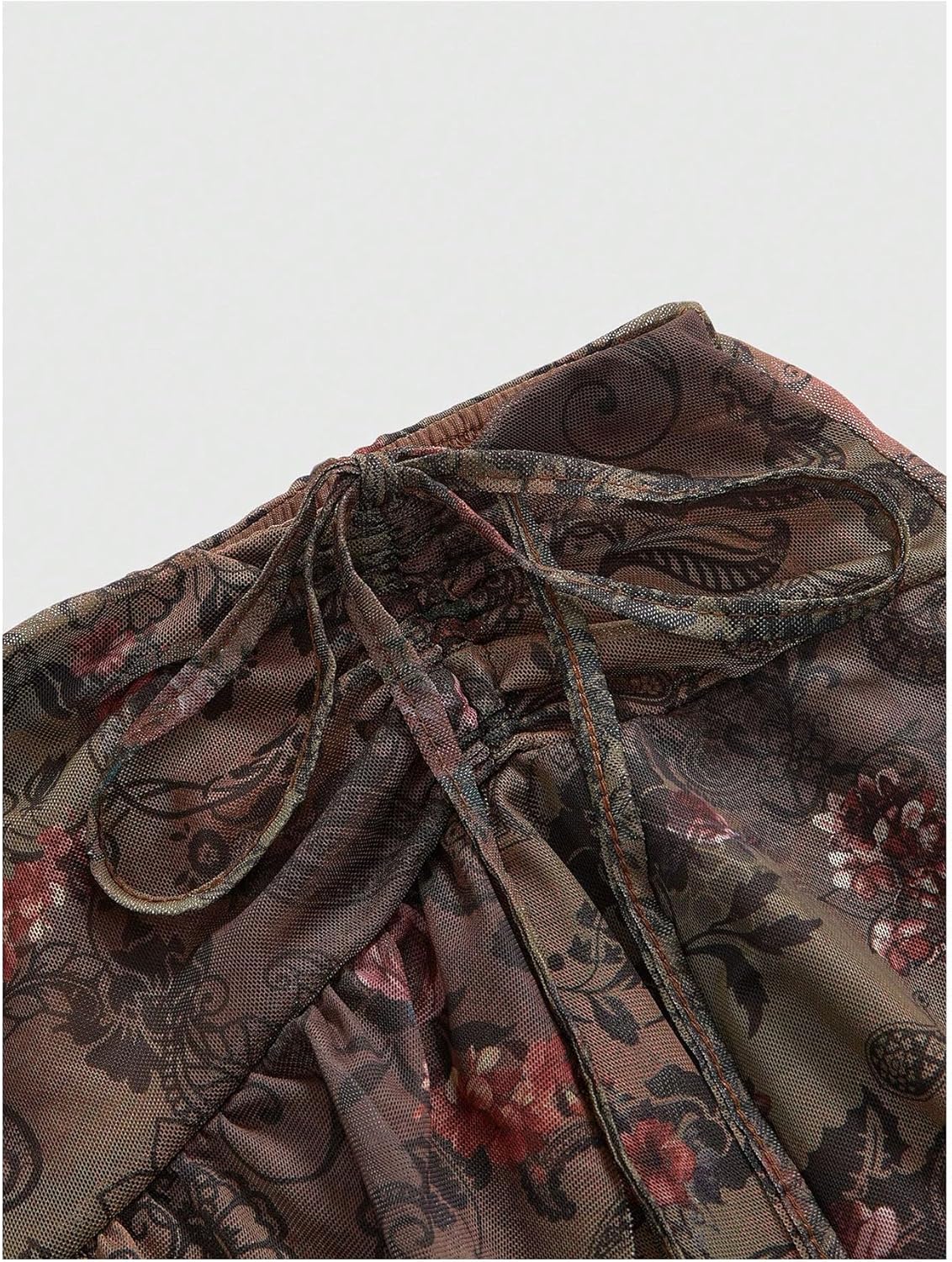 WDIRARA Women's Plus Size Boho Hippie Asymmetrical Skirt Paisley Floral Layered Ruffle High Low Long Skirts - Image 3