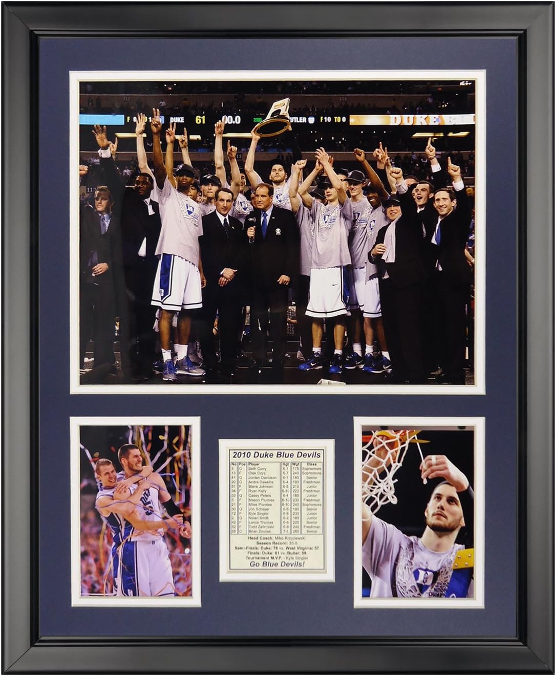 Legends Never Die 2010 Duke Blue Devils National Champions Framed Photo Collage, 16" x 20"