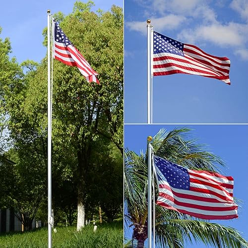 Miniatura 6 de WinisKi Kit de mástil de bandera de 20 pies  mástil de bandera seccional residencial exterior, poste de aluminio comercial para exteriores, altura