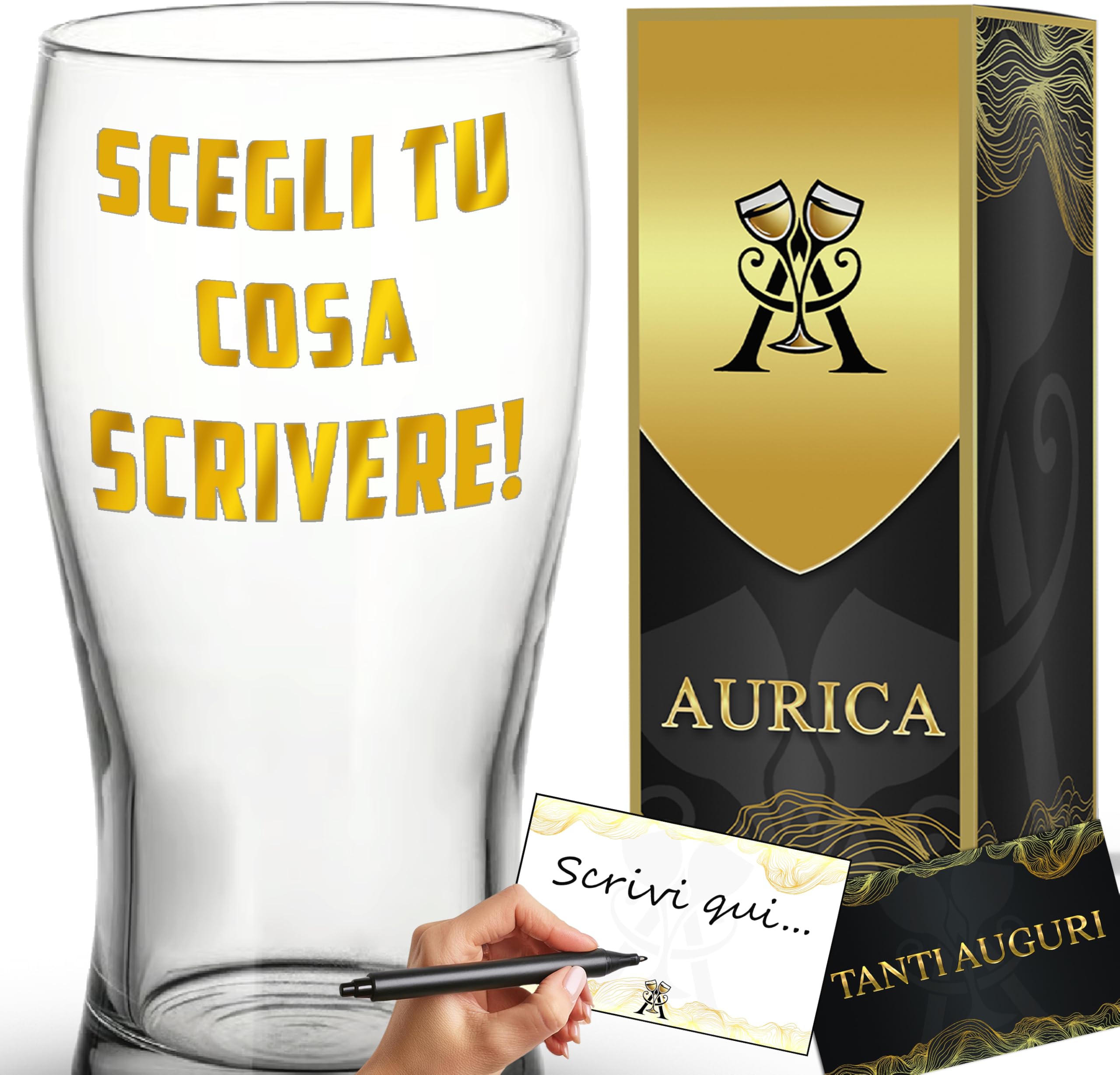 Calice Vino Personalizzato SCEGLI TU COSA SCRIVERE! - Bicchiere Piegato Da 440 ml - Idea Regalo Originale Per Uomo E Donna - Perfetto per Ogni Occasione