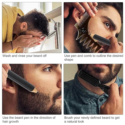 Miniatura 2 de Lápiz de barbero, relleno de lápiz de barba para hombres, lápiz de peluquero para alineación, delineador de lápiz de barba para el hogar, forma de