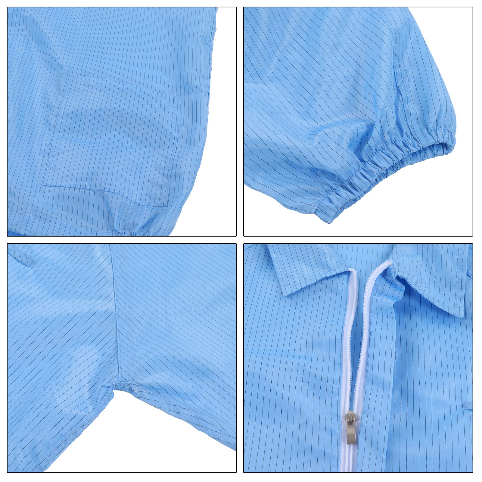 Cocoarm Cappotto ESD Abbigliamento da Officina Diviso in Poliestere Giacca Antistatica con Colletto Rialzato Cucitura Precisa Vestibilità Comoda per Indumenti da Lavoro per Camere Bianche SMT