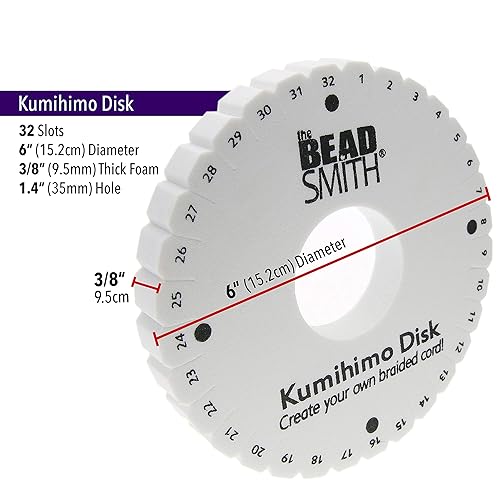 Miniatura 4 de The Beadsmith Disco redondo Kumihimo 6 pulgadas de diámetro espuma densa de 38 pulgadas herramientas de joyería para trenzar 1 disco