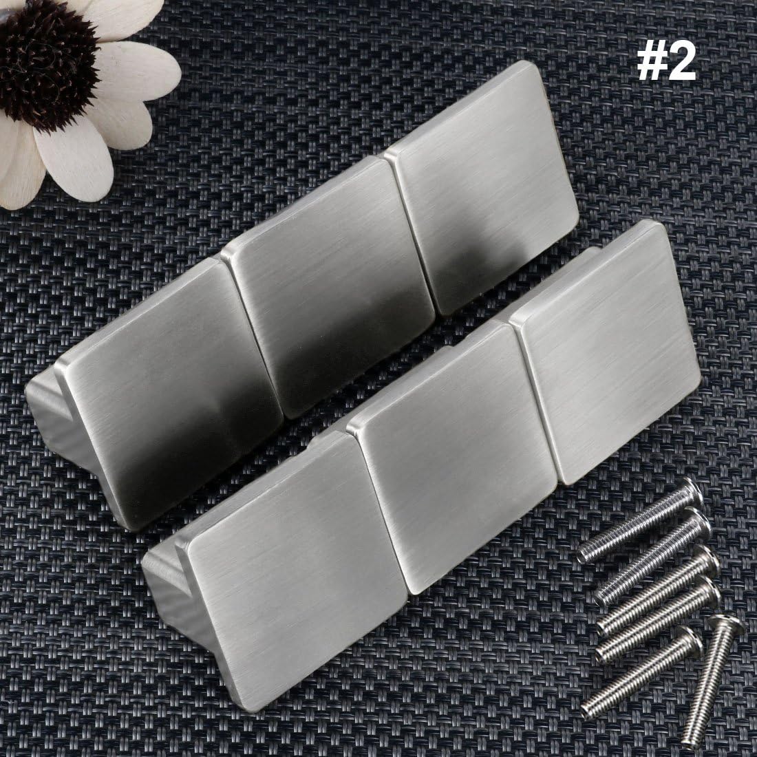 uxcell Set of 6 Modern Silver Metal Satin Finish Knob Furniture Door Cabinet Hardware Wardrobe Drawer Pull Handles Square Knobs #2
