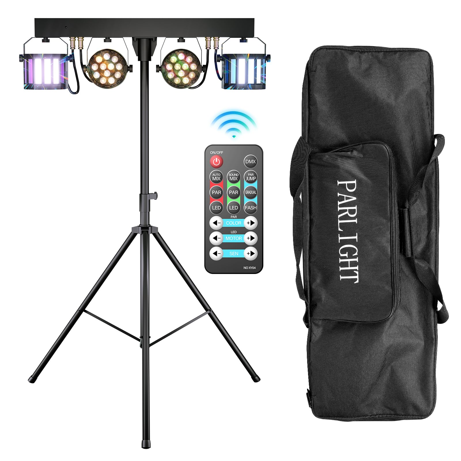 60 W LED par dj impianto di illuminazione con treppiede, RGBW Party bar con Derby con telecomando e DMX - 3/6/15CH, luce disco per palcoscenico, matrimonio, festa di compleanno (con bag)