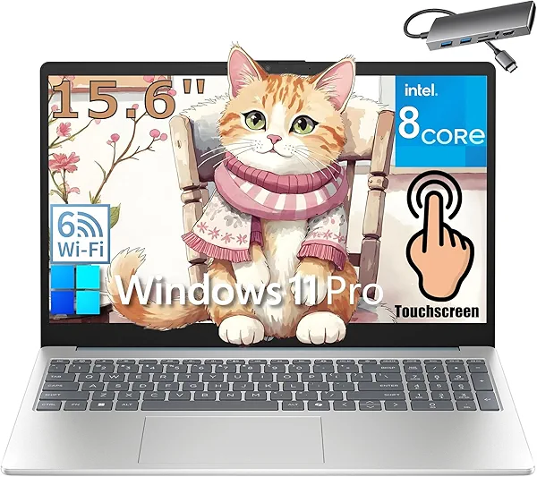 HP 15.6 inch Touchscreen Laptop Computer for Business & Home Student, Intel Processor 8-Core, 32GB DDR4 RAM, 1TB PCIe SSD, WiFi 6, BT 5.4, FHD, Copilot Key, Moonlight Blue, Windows 11 Pro, Type-C HUB