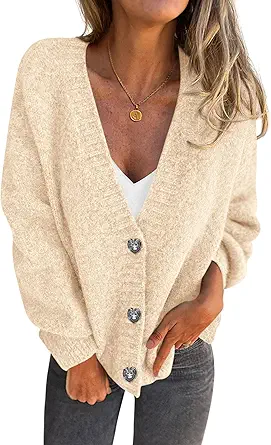 PRETTYGARDEN Cardigan Sweaters for Women Trendy Fall 2025 Long Sleeve Button Down Oversized Chunky Knit Sweater Outerwear