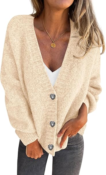 PRETTYGARDEN Cardigan Sweaters for Women Trendy Fall 2025 Long Sleeve Button Down Oversized Chunky Knit Sweater Outerwear