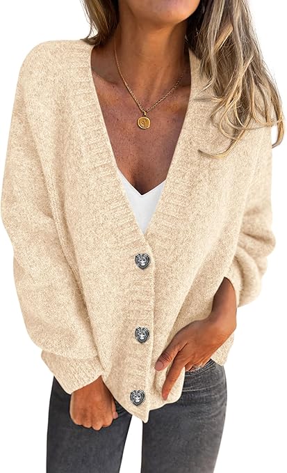 PRETTYGARDEN Cardigan Sweaters for Women Trendy Fall 2025 Long Sleeve Button Down Oversized Chunky Knit Sweater Outerwear