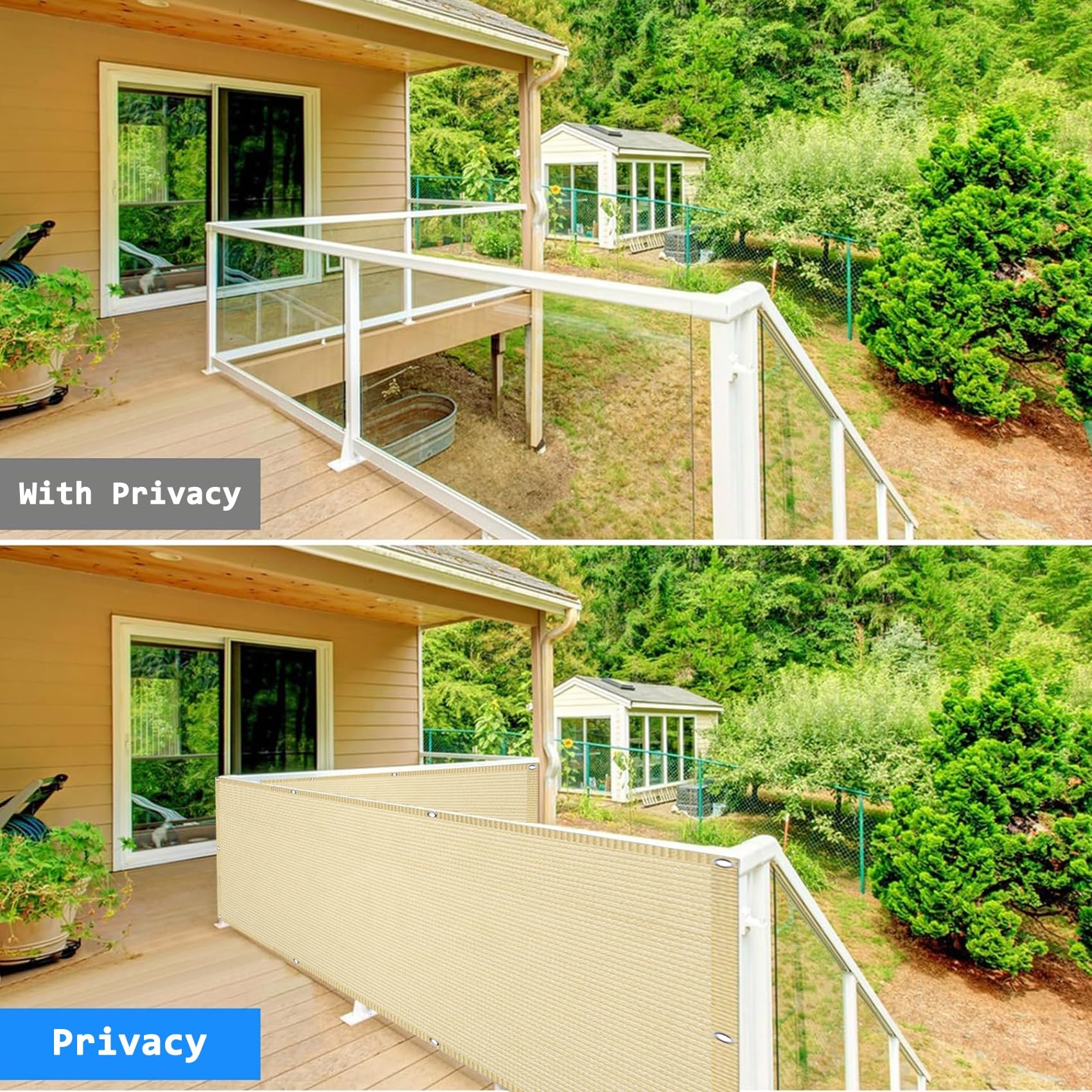 AHAVI Recinzione for La Privacy Recinzione for La Privacy del Balcone for Appartamenti Telo Ombreggiante in Tessuto da 280 gsm con Fascette for Cavi for Giardino, (Color : White, Size : 1x4m