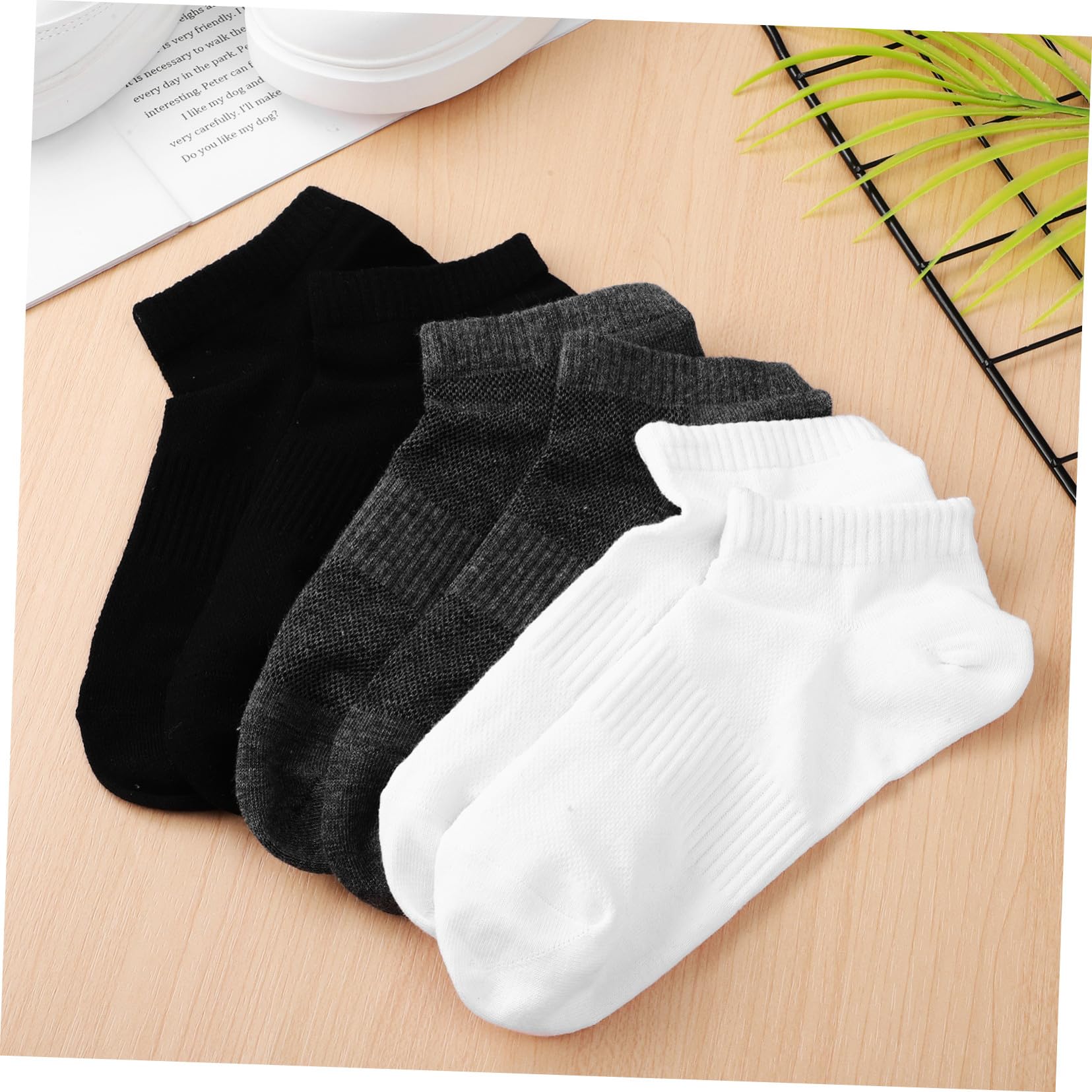 9paia Calzini alla Caviglia da Uomo Sportivi per Corsa ed Escursionismo in Cotone Traspirante Supporto Elastico Nero Bianco e Grigio Scuro