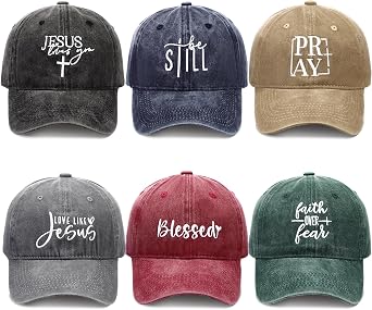 6 Pack Christian Hats for Men Women Trucker Dad Hat Baseball Caps Jesus Faith Religious Gifts for Church Pastor
