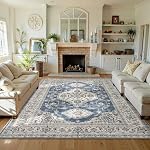 Lahome Oriental Washable Area Rug, 5x7ft, Brick Red