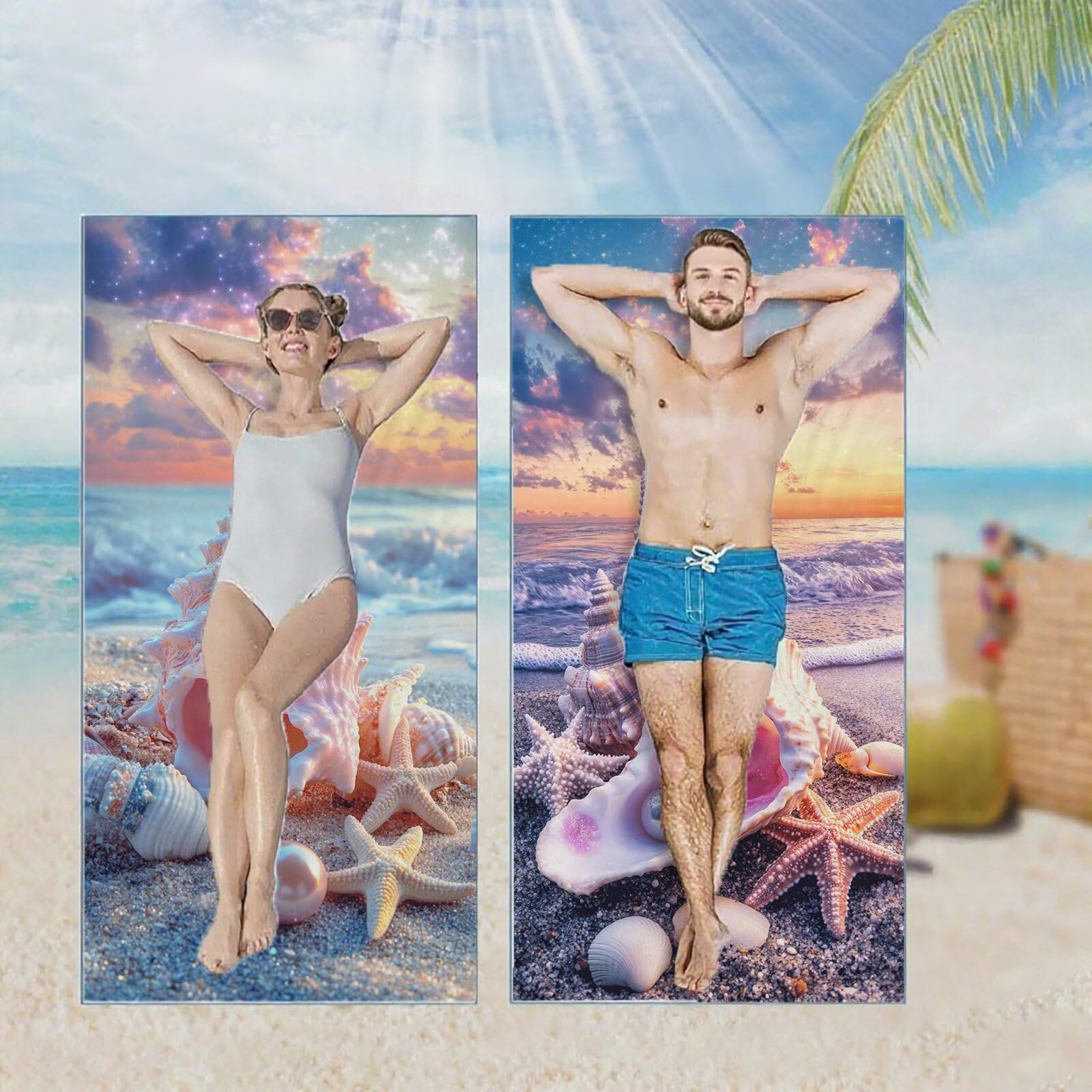 Ręcznik plażowy, ręczniki plażowe z mikrofibry, szybkoschnące lekkie ręczniki podróżne bez piasku, duży ręcznik kąpielowy dla dorosłych 100 x 220 cm, do pływania na basen, jogę, siłownię, kemping