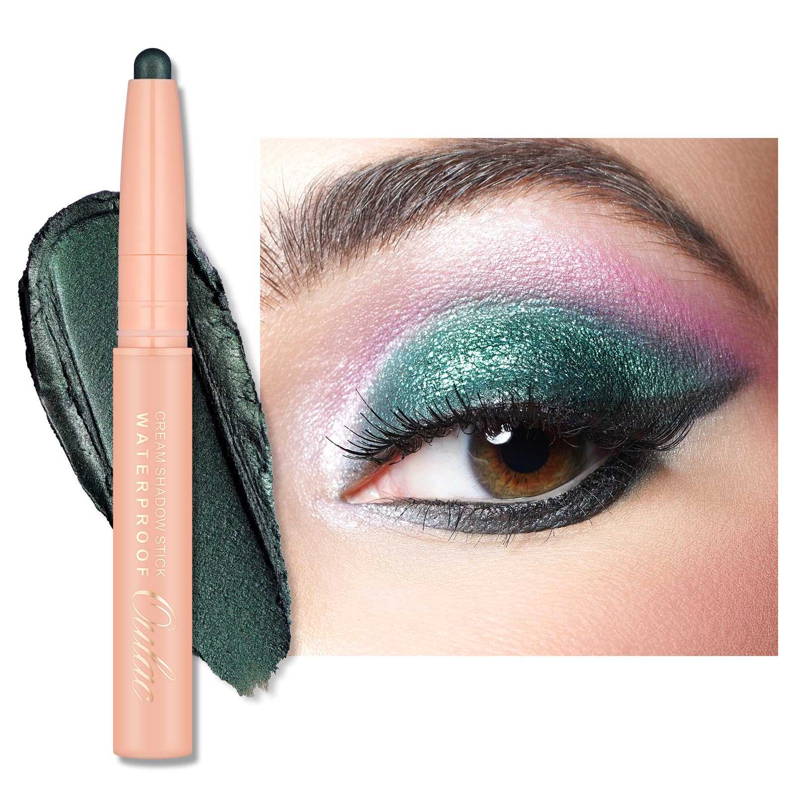 Oulac Dreh Lidschatten Stick Grün Metallic-Finish – Wasserfest & Wischfest, Hält 16 Stunden+, Cremig-seidige Textur, Vegan 16 So Jade