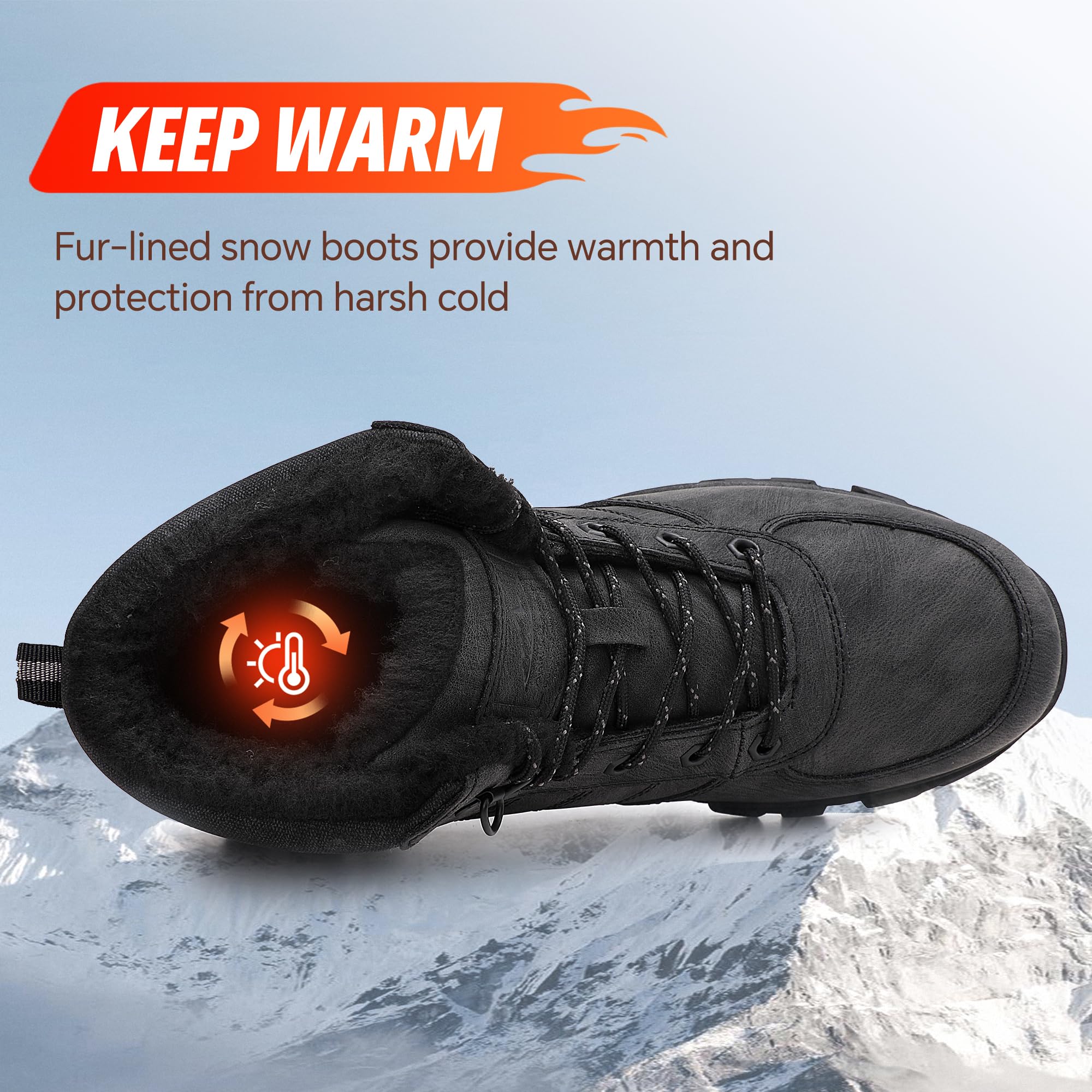 ARRIGO BELLO Stivali Uomo Invernali Scarpe Invernale Scarponcini Neve Stivaletti Antiskid Caldo Trekking Montagna Boots Taglia 41-46