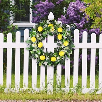 Spruce Up Home Entrance With Spring Wreath Lemon Wreath Front Door Artificial Captivating Detail To Match Style Front Door Artificial Spring Wreaths