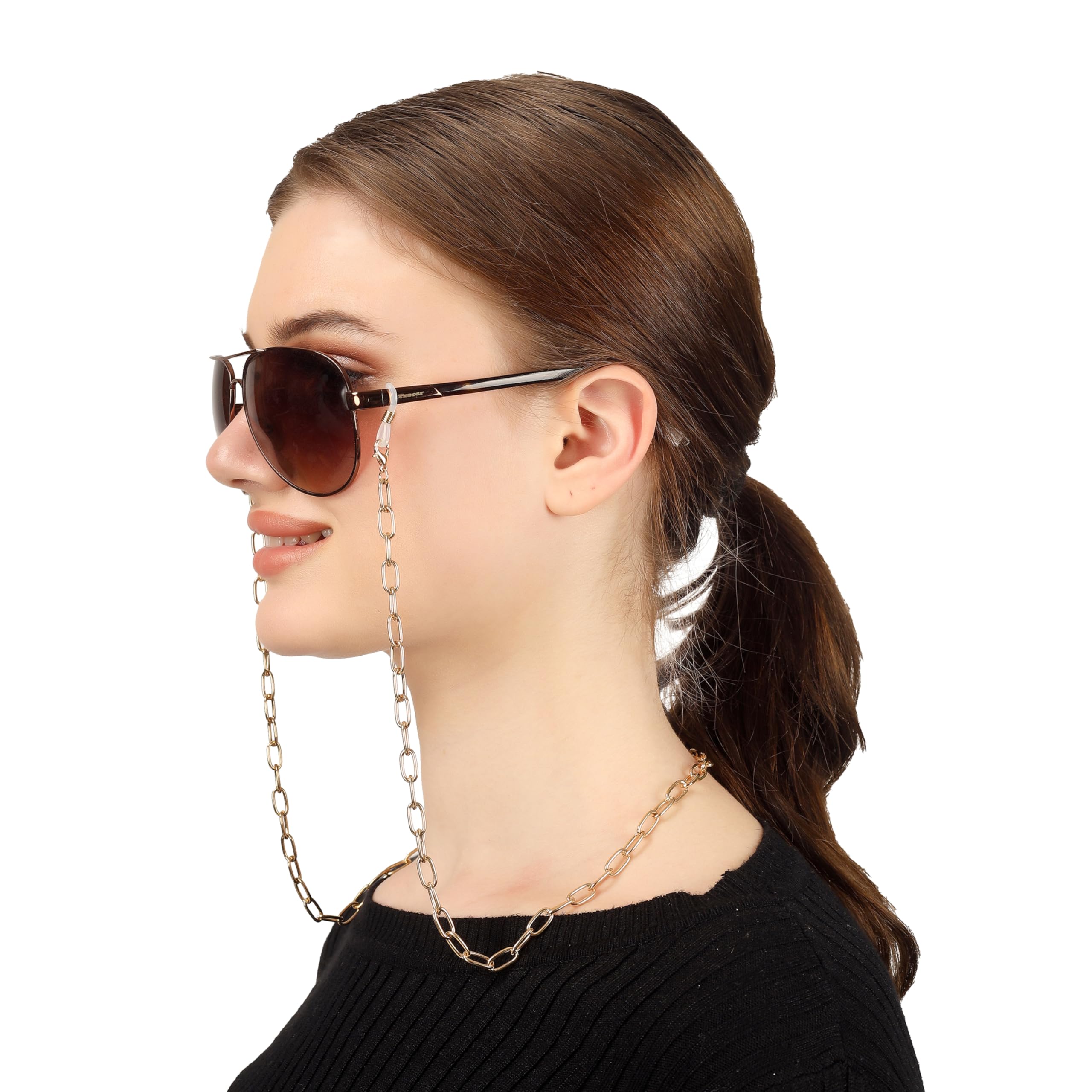 vision Unisex Adult Metal Eyeglass Holder Strap Cord | New Chain Adjust on Sunglasses | Anti-slip Retainer Lanyard String Eyewear Frame | CH-257-A | Gold-image-29