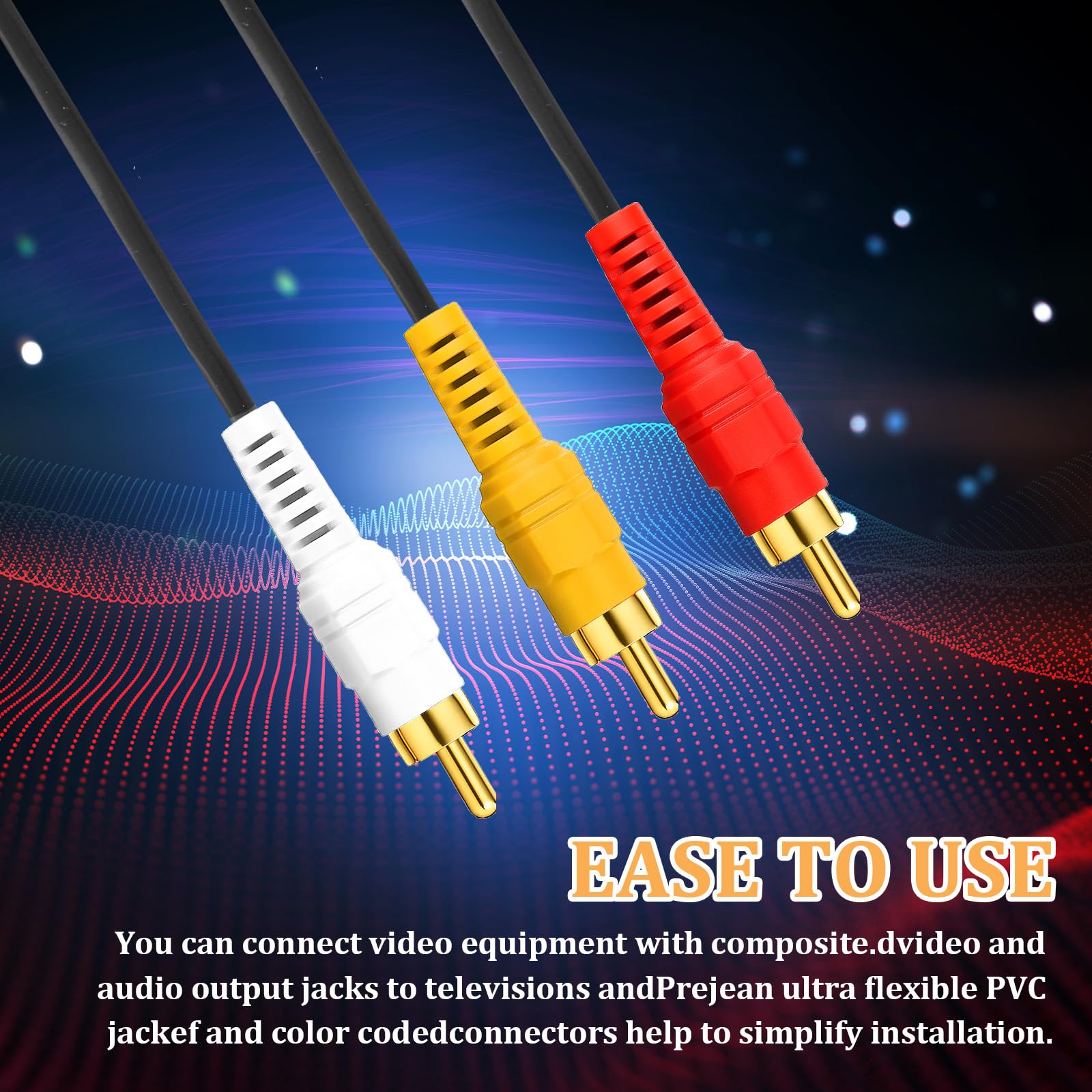 Snapklik.com : 10FT RCA Audio Video Composite Cable, AV Cable Red/White ...